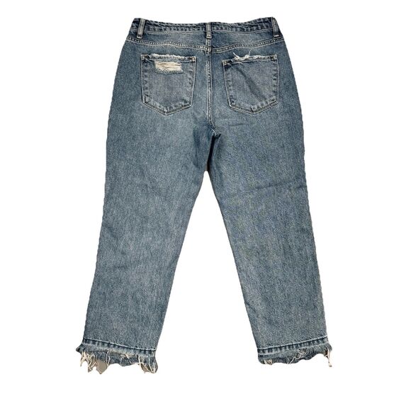 Flying Monkey Crop Jeans Womens 29 High Rise Distressed Blue Measures 30 x 24 - Picture 2 of 9